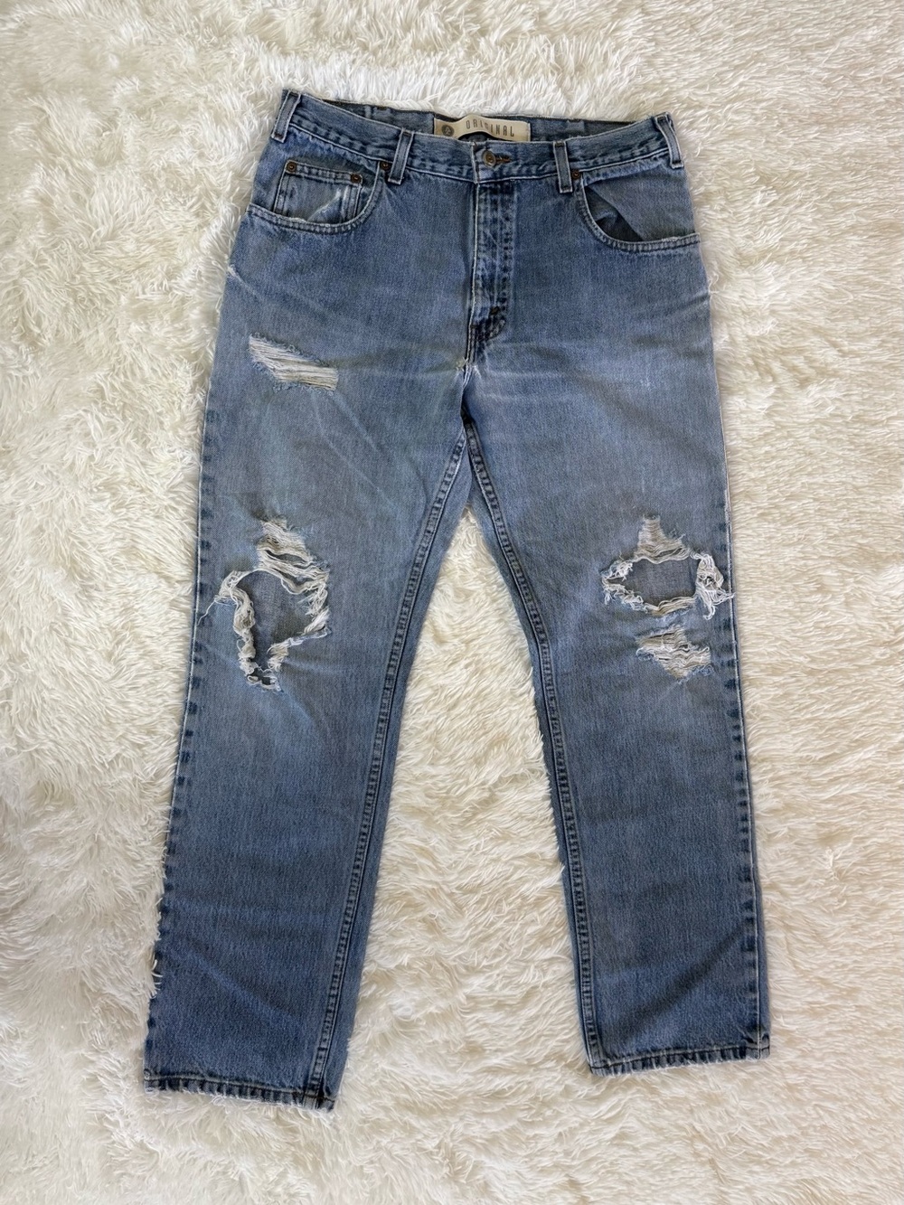 Arizona Jean Co. Original Jeans 34x30 Men’s Straight Leg Distressed Blue Denim